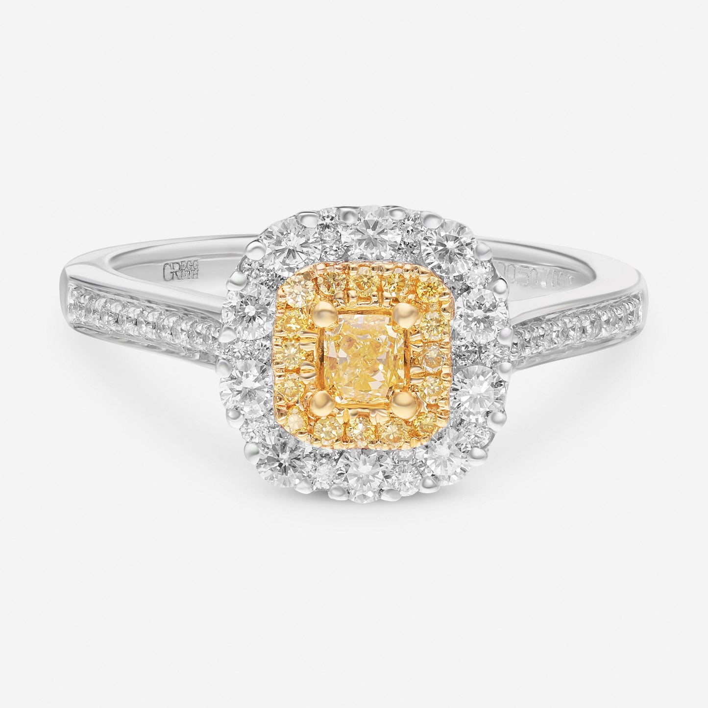 Gregg Ruth 18K White Gold, Fancy Yellow Diamond and White Diamond 0.50ct. tw. Engagement Ring Sz. 6.75 603845