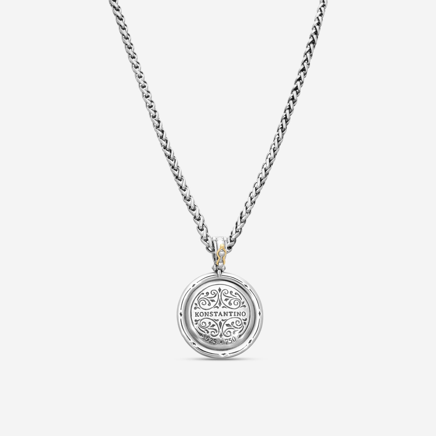 KONSTANTINO - "Dome" Sterling Silver & 18k Yellow Gold, Corundum Pendant (COR: 1.25mm) - MEKJ737-538
Pendant Dimensions: 1.75 x 1.25 in.
S/S Chain Included:CHKJ6-131-20 (Length - 20in.)