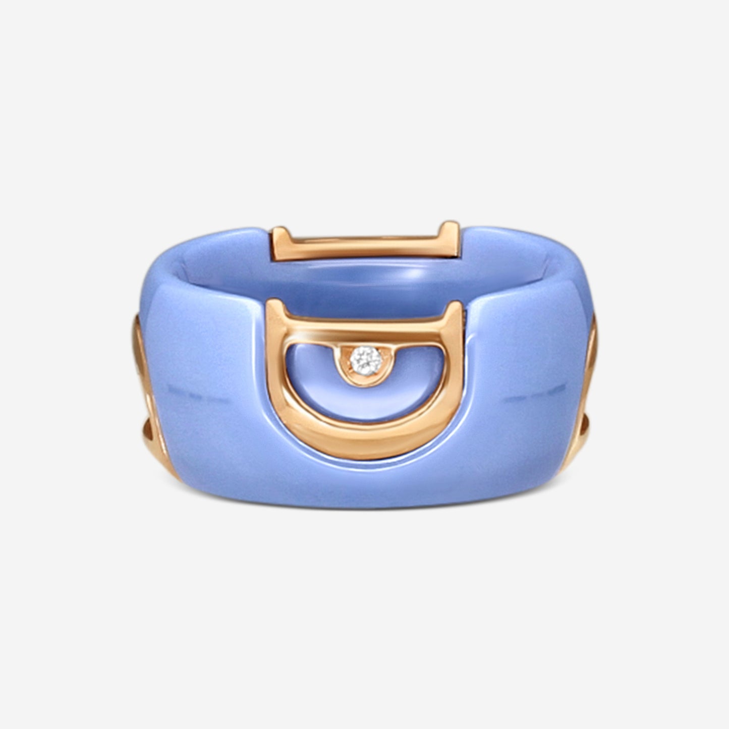 Damiani Blue Ceramic & 18K Rose Gold Diamond Band Ring 150565-71