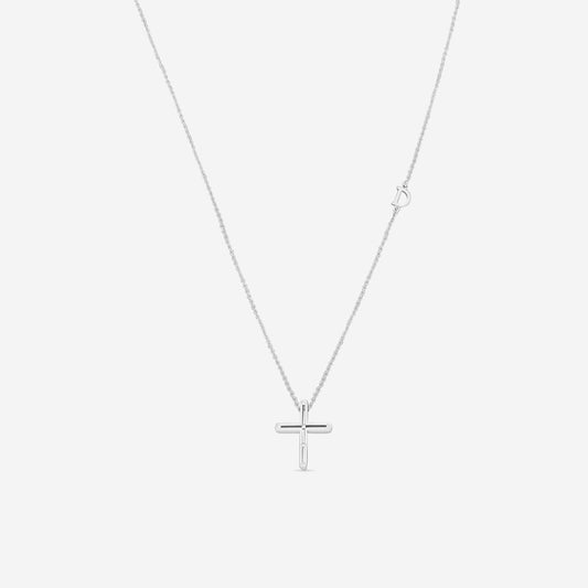 Damiani 18K Whıte Gold Diamond Cross Pendant Necklace 20076841