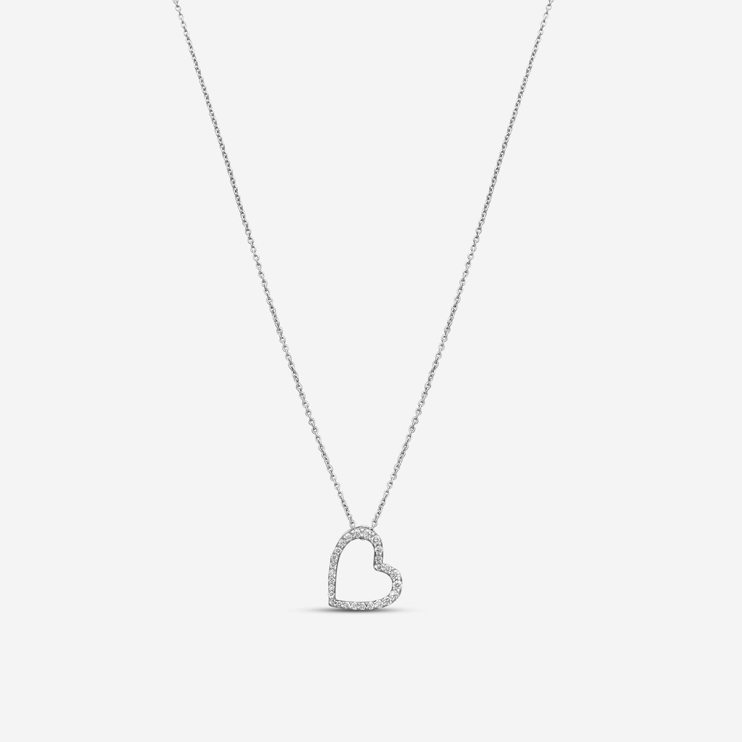 Roberto Coin 18K White Gold Diamond Heart Pendant Necklace 000141AWCHX0