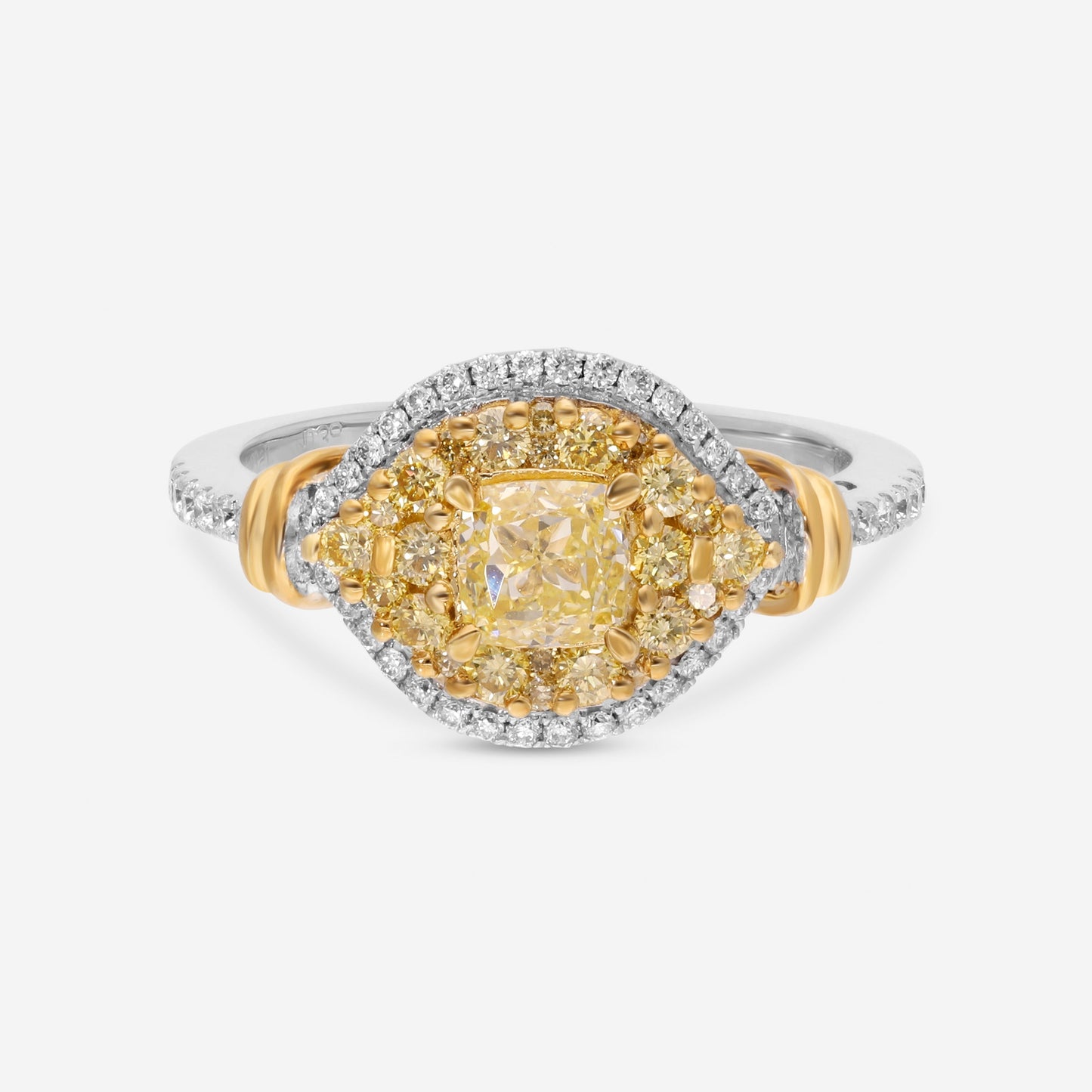 Gregg Ruth 18K Gold, Fancy Yellow Diamond 0.51ct. and White Diamond Engagement Ring Sz. 6.5 603129