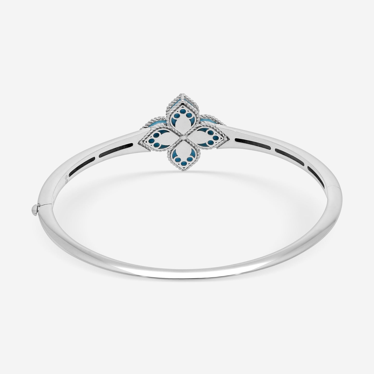 Roberto Coin Venetian Princess 18K White Gold Blue Jade and Diamond Bangle Bracelet 8883235AWBAXT