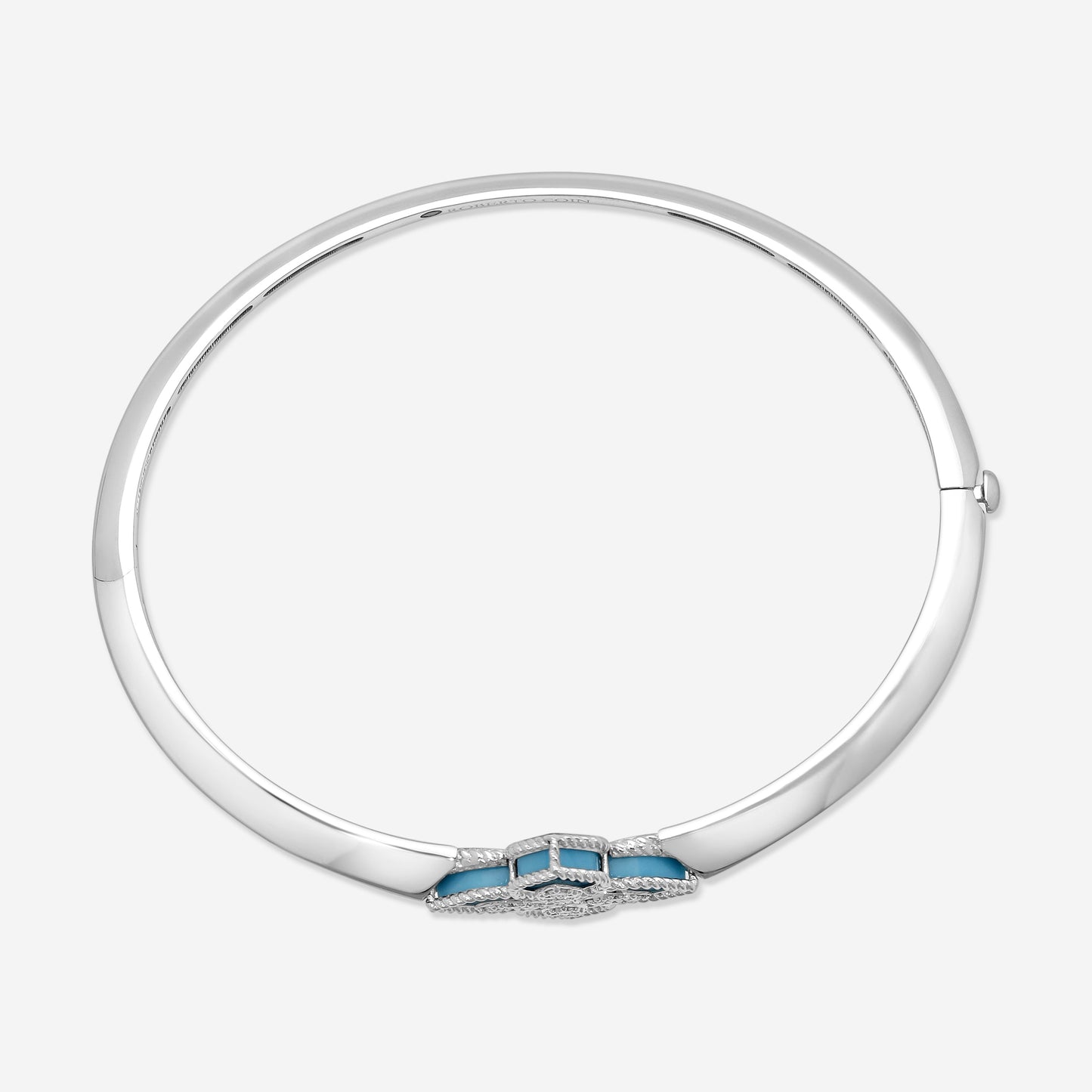 Roberto Coin Venetian Princess 18K White Gold Blue Jade and Diamond Bangle Bracelet 8883235AWBAXT