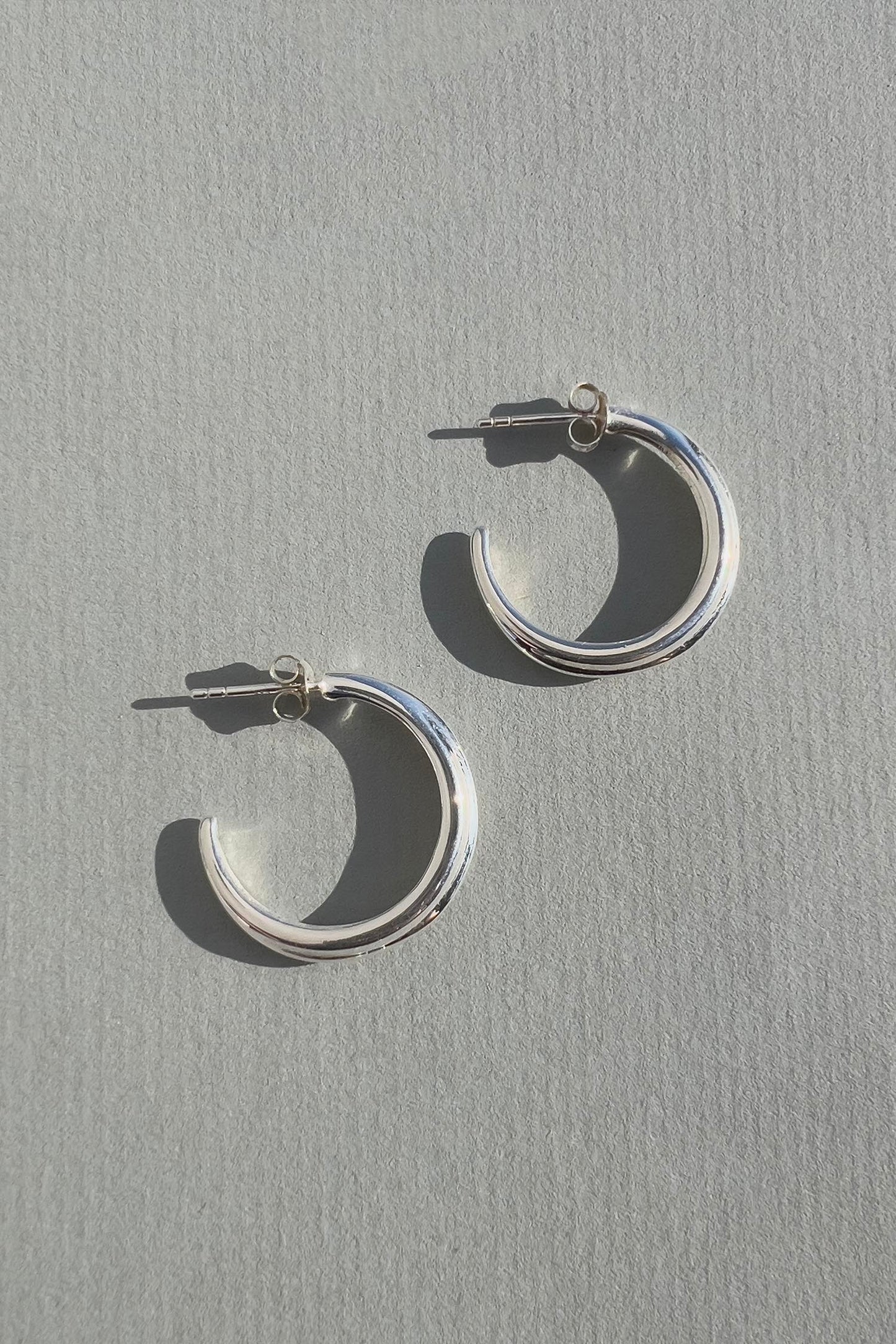Crescent Hoops Silver Medium