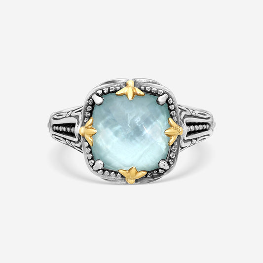 KONSTANTINO – “Gen K 2” Sterling Silver & 18K Yellow Gold, Aquamarine Triplet Ring (AT: 10 mm) – DKJ1005-655 S7

Center (AT): 10 mm
Ring Size: 7.0
Width: 0.19 in.