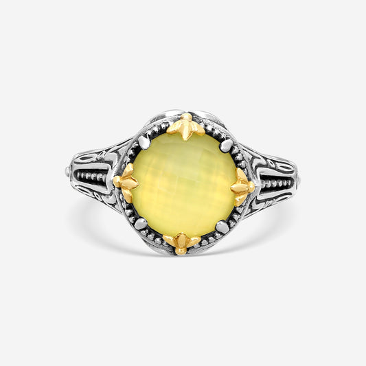 KONSTANTINO – “Gen K 2” Sterling Silver & 18K Yellow Gold, Yellow Agate Triplet Ring (YAT: 10 mm) – DKJ1006-649 S7

Center (YAT): 10 mm
Ring Size: 7.0
Width: 0.19 in.