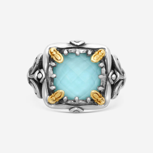 KONSTANTINO – “Gen K” Sterling Silver & 18K Yellow Gold, Turquoise Ring (ONX: 9.50 mm) – DKJ936-137 S6Center (ONX): 9.50 mmRing Size: 6.0Width: 0.19 in.