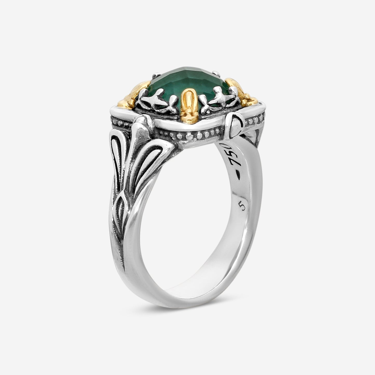 KONSTANTINO – “Gen K” Sterling Silver & 18K Yellow Gold, Green Aventurine Doublet Ring (GAD: 9.50 mm) – DKJ936-549 S6

Center (GAD): 9.50 mm
Ring Size: 6.0
Width: 0.19 in.
