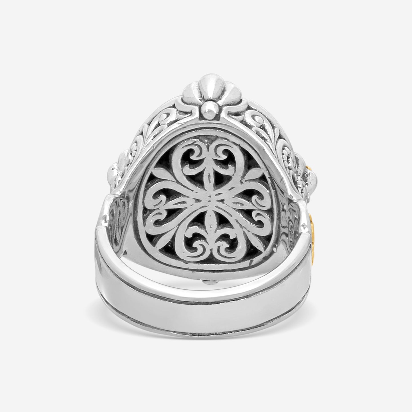 KONSTANTINO – “Nykta” Sterling Silver & 18K Yellow Gold, Onyx Ring (ONX: 14 x 10.5 mm) – DMK1973-120-CUT

Center (ONX): 14 x 10.5 mm
Ring Size: 7.0
Width: 0.25 in.