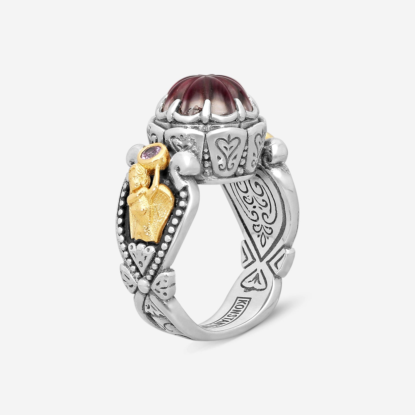 KONSTANTINO – “Angelic” Sterling Silver & 18K Yellow Gold, Pink Tourmaline Doublet Ring (PTD: 6 mm) – DMK2141-530 S6

Center (PTD): 6 mm
Ring Size: 6.0
Width: 0.12 in.