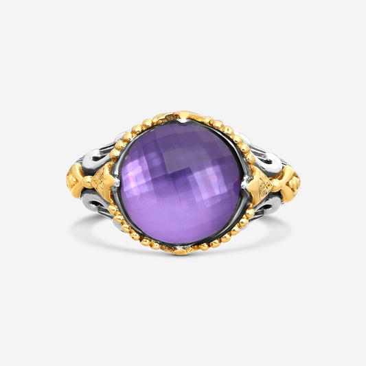 KONSTANTINO – “Gen K 2” Sterling Silver & 18K Yellow Gold, Amethyst Triplet Ring (AT: 11.5 mm) – DMK2149-653 S7

Center (AT): 11.5 mm
Ring Size: 7.0
Width: 0.12 in.