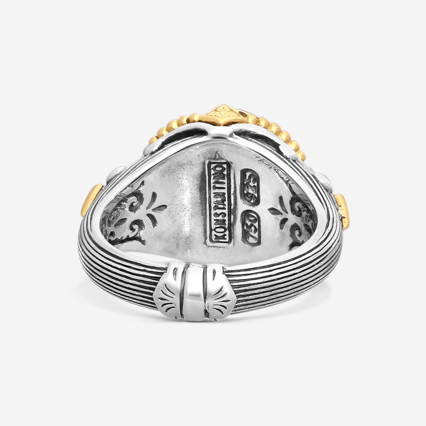KONSTANTINO – “Gen K 2” Sterling Silver & 18K Yellow Gold, Amethyst Triplet Ring (AT: 11.5 mm) – DMK2149-653 S7

Center (AT): 11.5 mm
Ring Size: 7.0
Width: 0.12 in.