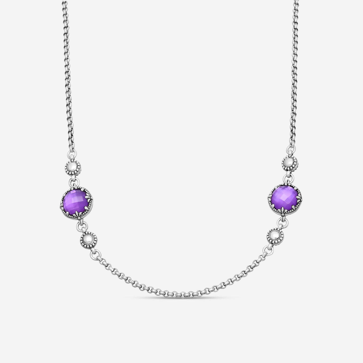KONSTANTINO – “Gen K 2” Sterling Silver, Amethyst Doublet Necklace (AD: 8 mm) – KOKJ501-131-653-18 2U

Chain Length: 18.0 in.