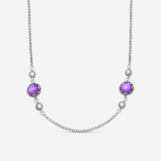 KONSTANTINO – “Gen K 2” Sterling Silver, Amethyst Doublet Necklace (AD: 8 mm) – KOKJ501-131-653-18 2U

Chain Length: 18.0 in.
