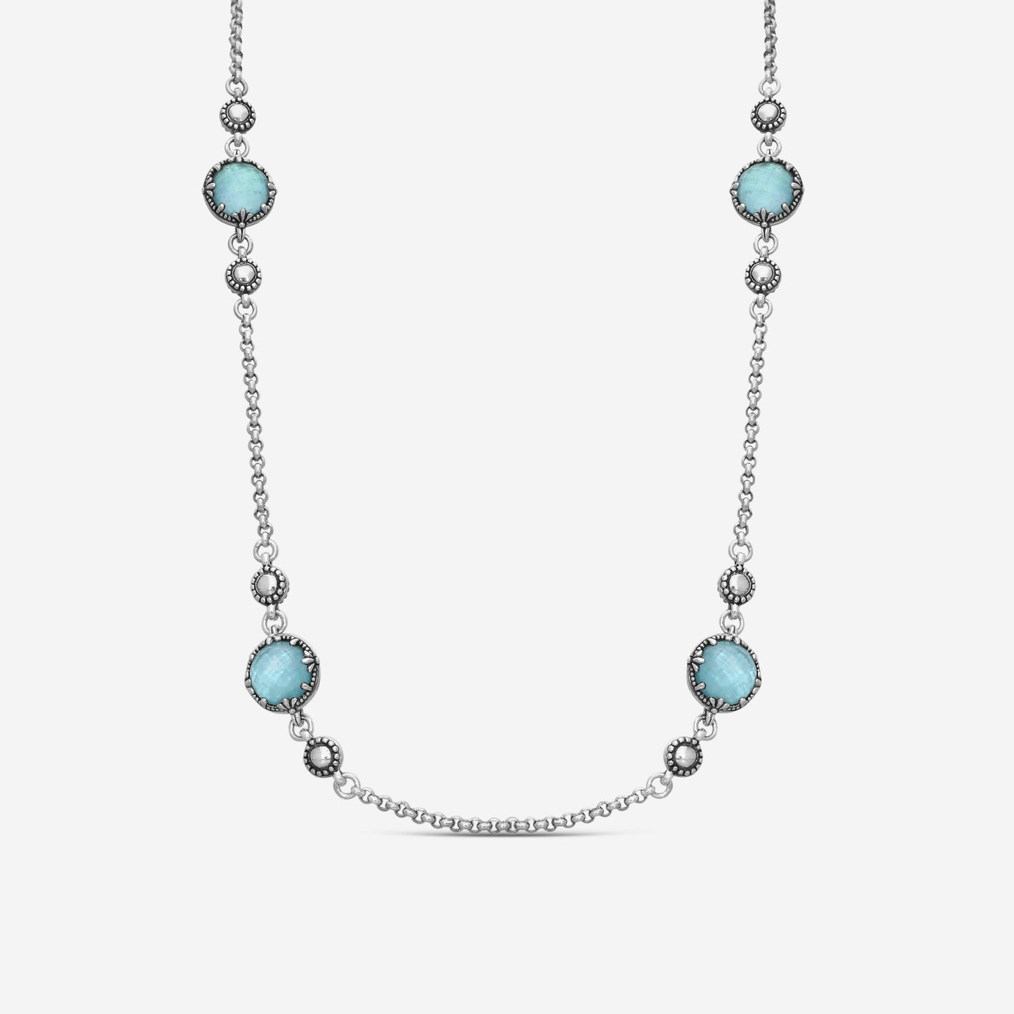 KONSTANTINO – “Gen K 2” Sterling Silver, Aquamarine Triplet Necklace (AT: 8 mm) – KOKJ503-131-655-22 4U

Chain Length: 22.0 in.