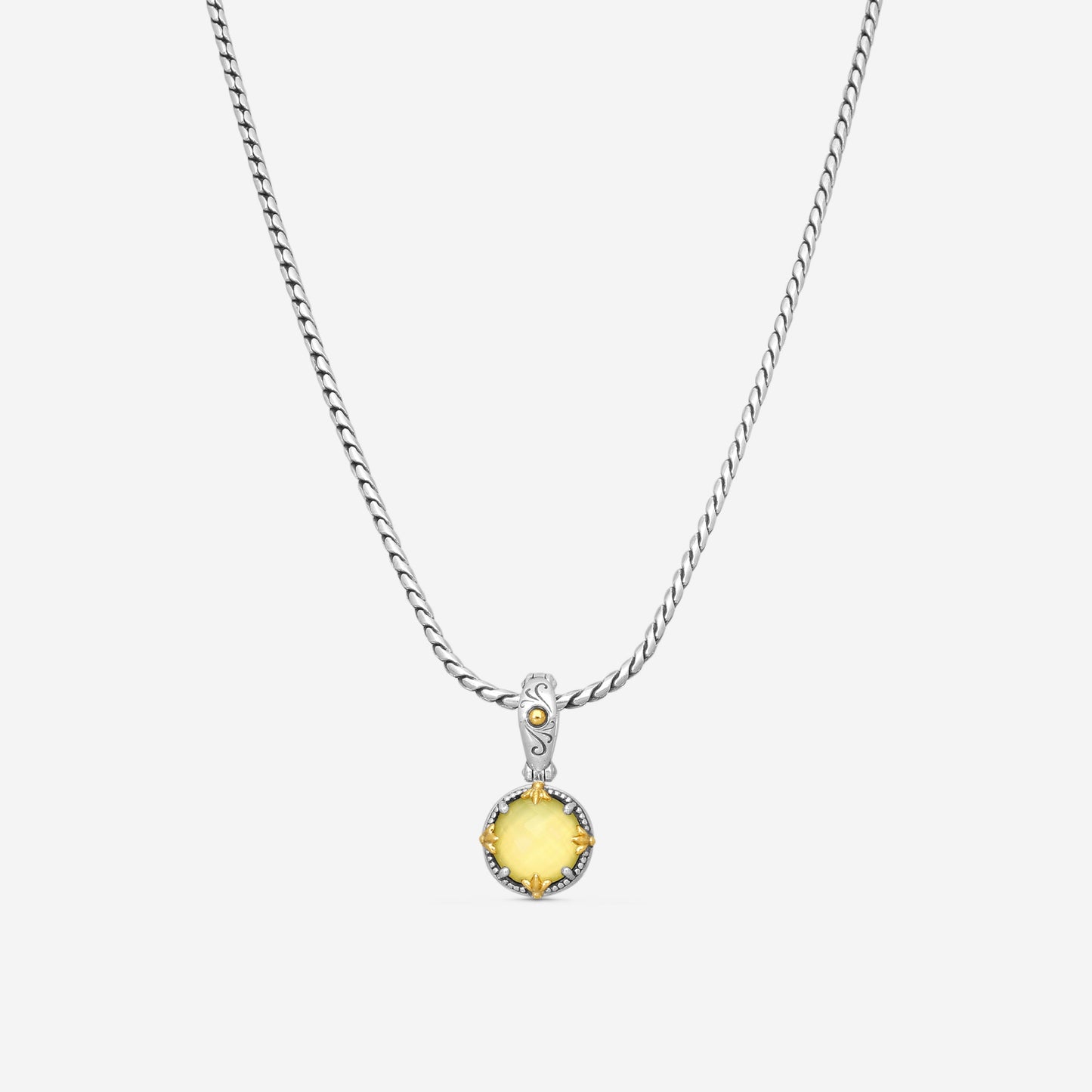 KONSTANTINO - "Gen K 2" Sterling Silver & 18k Yellow Gold, Yellow Agate Triplet Pendant (YEL: 10mm) - MEKJ764-649

Pendant Dimensions: 1.00 x 0.50 in.
S/S Chain Included:CHKJ22-131-18 (Length - 18in.)
