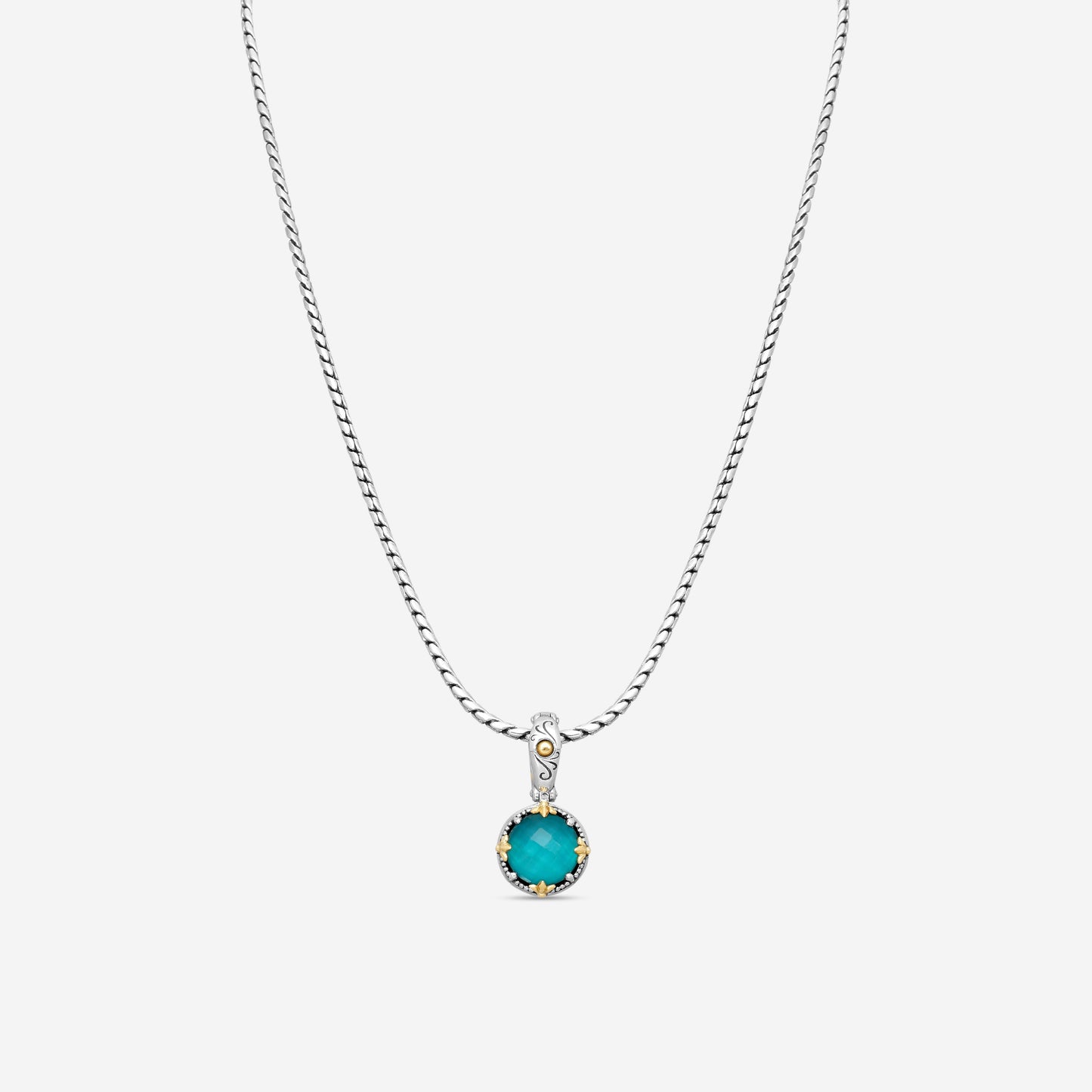 KONSTANTINO - "Gen K 2" Sterling Silver & 18k Yellow Gold, Blue Spinel Doublet Pendant (SPN: 10mm) - MEKJ764-650

Pendant Dimensions: 1.00 x 0.50 in.
S/S Chain Included:CHKJ22-131-18 (Length - 18in.)
