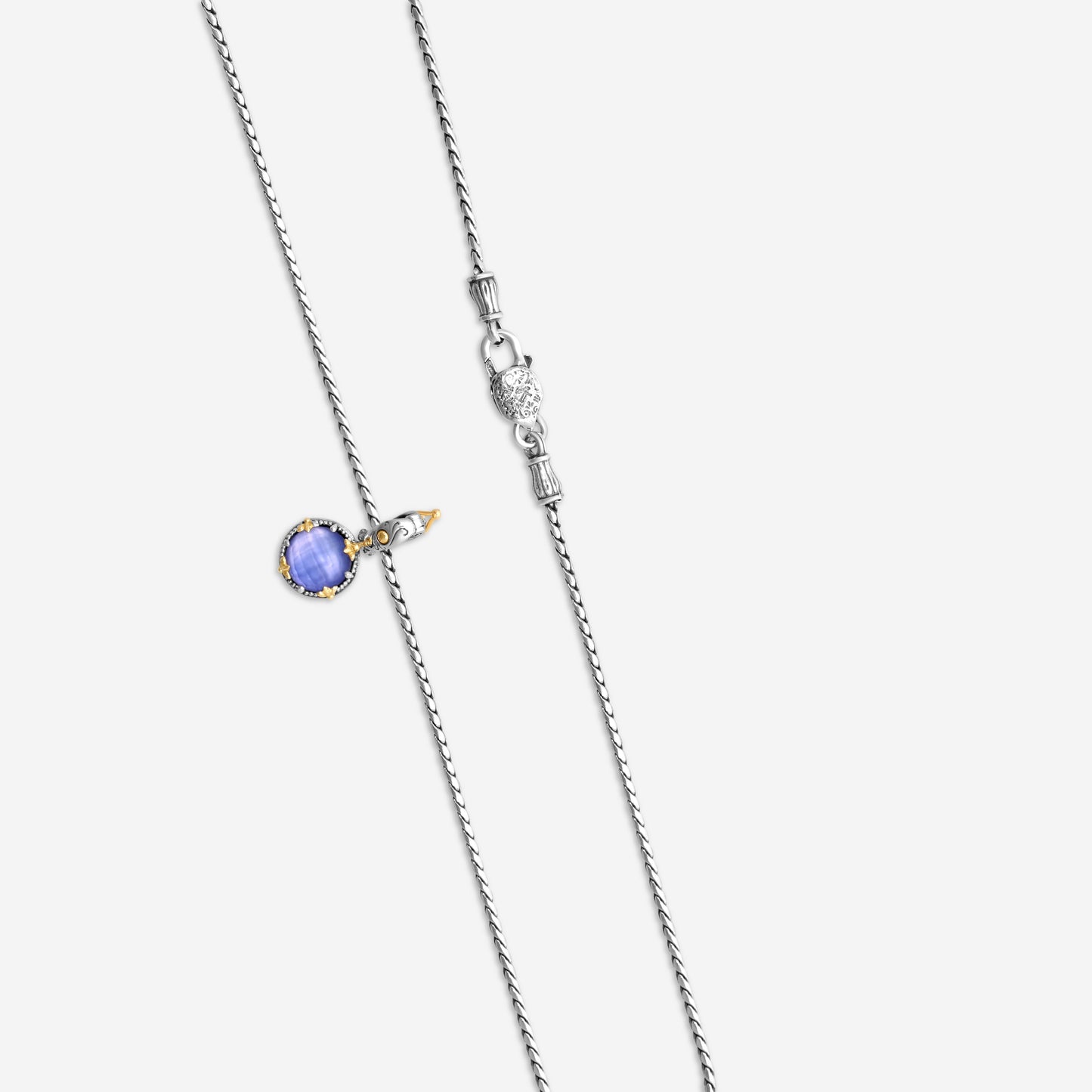 KONSTANTINO - "Gen K 2" Sterling Silver & 18k Yellow Gold, Purple Agate Triplet Pendant (PUR: 10mm) - MEKJ764-651

Pendant Dimensions: 1.00 x 0.50 in.
S/S Chain Included:CHKJ22-131-18 (Length - 18in.)