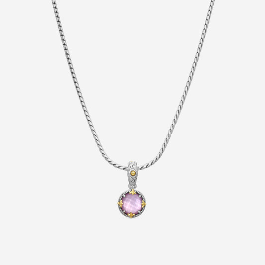 KONSTANTINO - "Gen K 2" Sterling Silver & 18k Yellow Gold, Pink Corundum Doublet Pendant (COR: 10mm) - MEKJ764-652

Pendant Dimensions: 1.00 x 0.50 in.
S/S Chain Included:CHKJ22-131-18 (Length - 18in.)