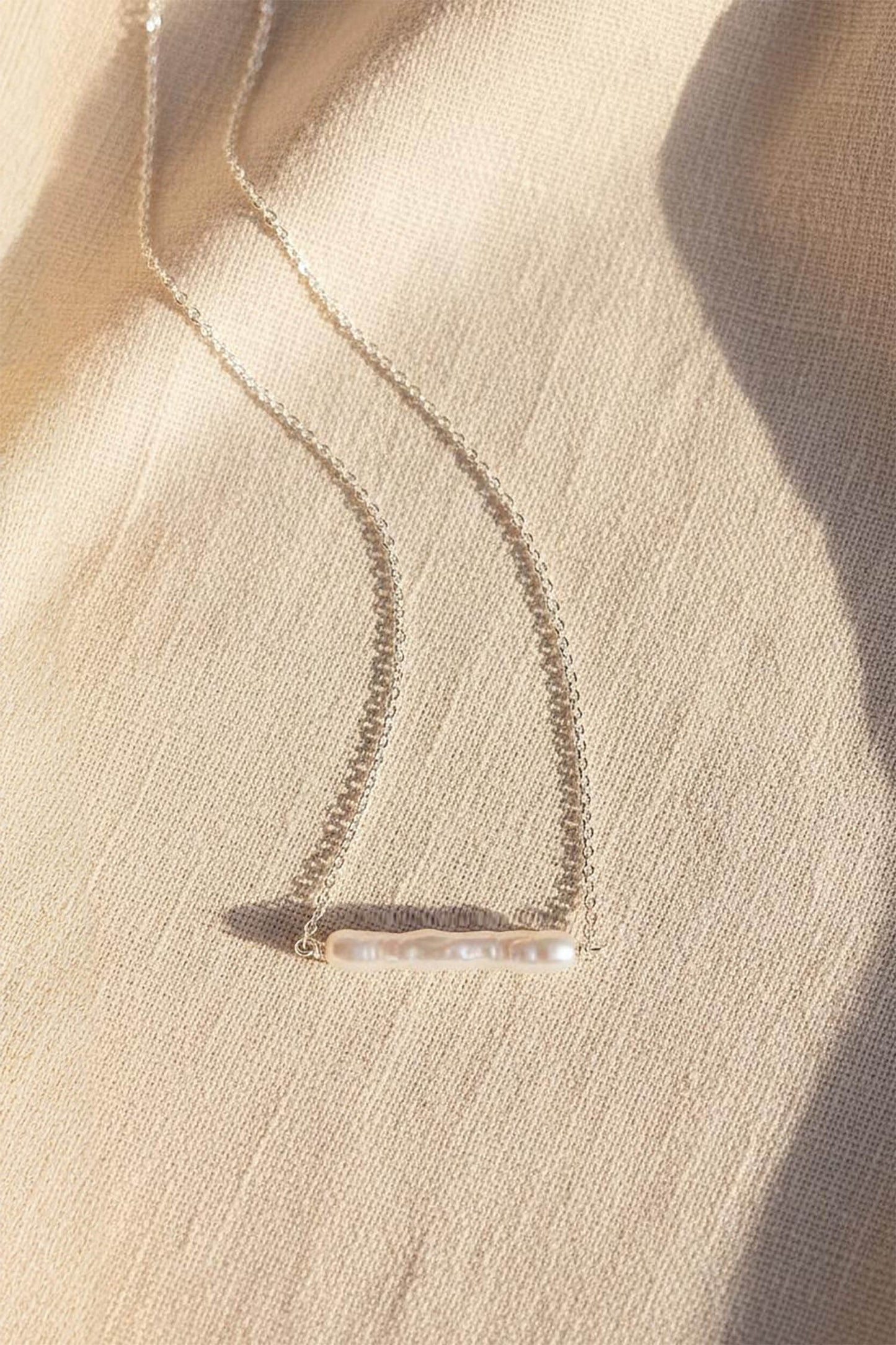 Maris Pearl Bar Necklace Sterling Silver