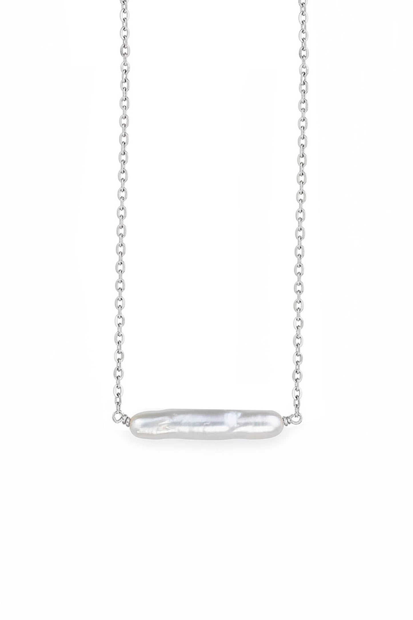Maris Pearl Bar Necklace Sterling Silver