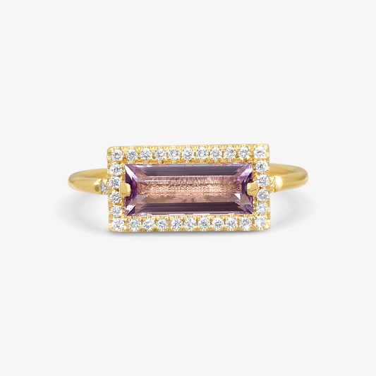 SUZANNE KALAN - 14k Yellow Gold Diamond and Rose Quartz Ring (DIA: 0.15 ct. twd.) - PR364-YGRDF