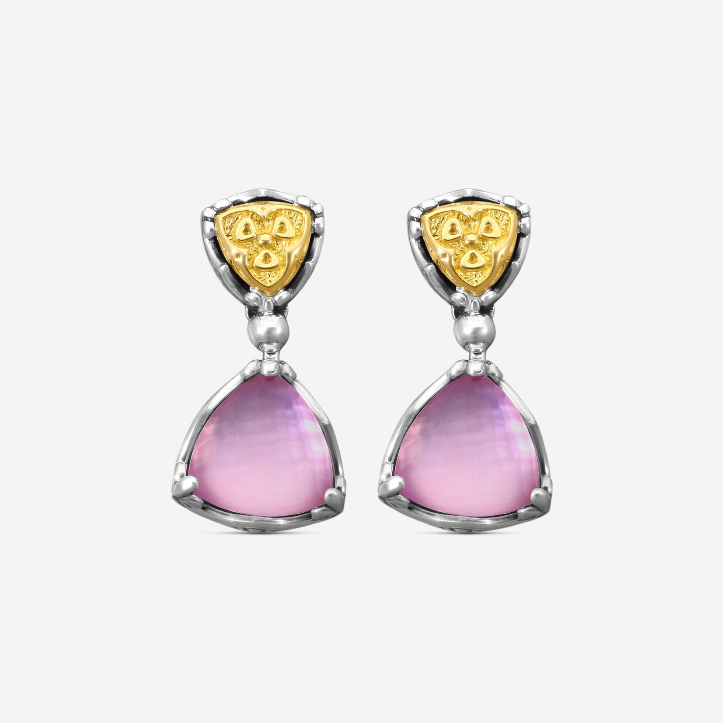 KONSTANTINO - "Gen K 2" Sterling Silver & 18k Yellow Gold, Pink Corundum Doublet Earrings (COR: 9mm) - SKMK3211-652

Earring Dimensions: 0.88 in.