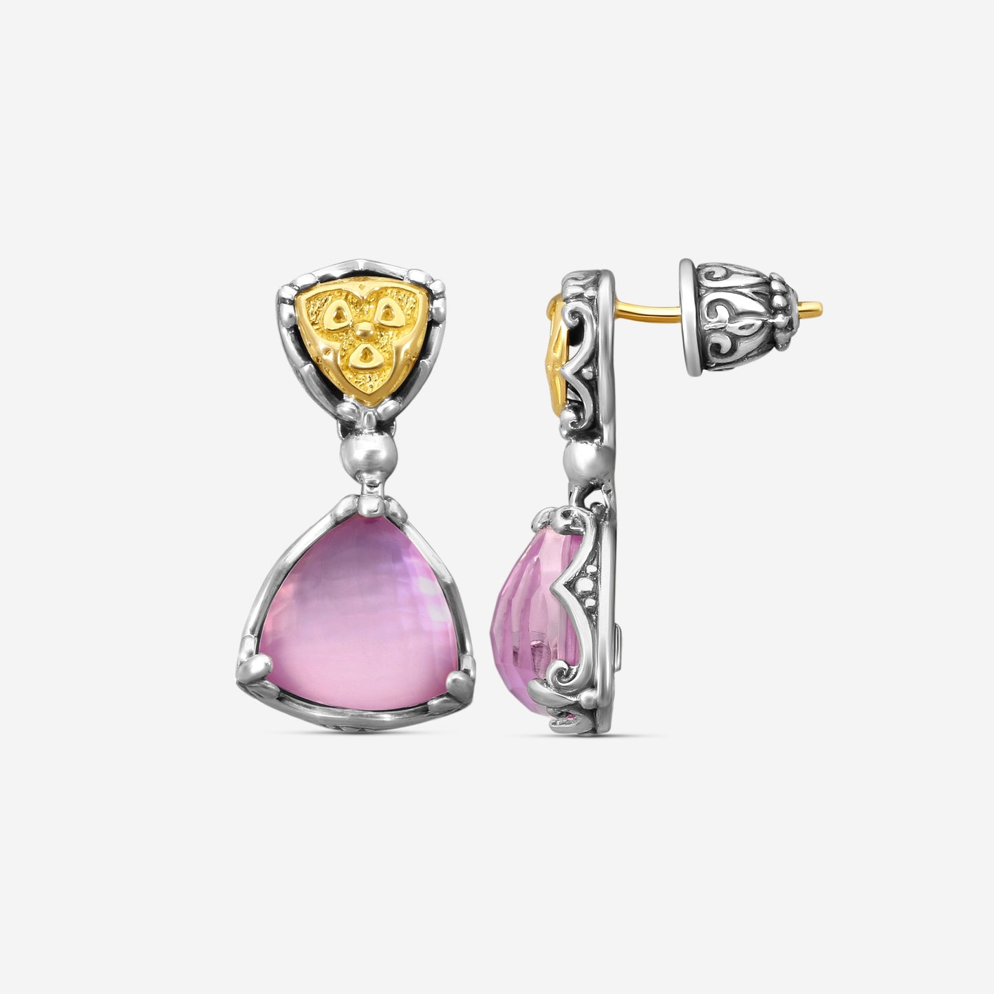 KONSTANTINO - "Gen K 2" Sterling Silver & 18k Yellow Gold, Pink Corundum Doublet Earrings (COR: 9mm) - SKMK3211-652

Earring Dimensions: 0.88 in.