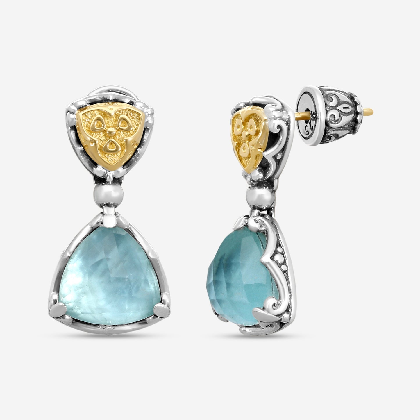 KONSTANTINO - "Gen K 2" Sterling Silver & 18k Yellow Gold, Aquamarine Triplet Earrings (AQM: 9mm) - SKMK3211-655

Earring Dimensions: 0.88 in.