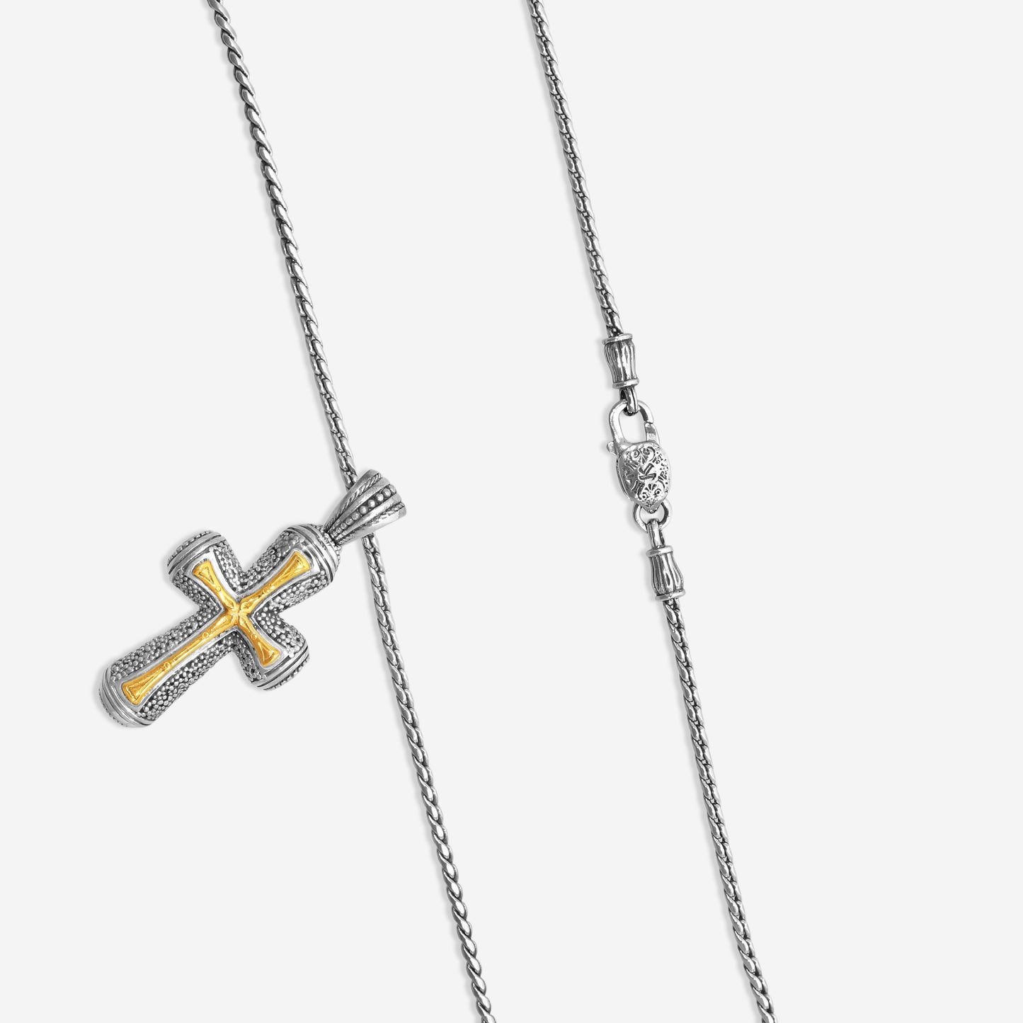 KONSTANTINO - "Stavros" Sterling Silver & 18k Yellow Gold Cross - STKJ394-130

Pendant Dimensions: 2.00 x 0.88 in.
S/S Chain Included:CHKJ23-131-20  (Length - 20in.)