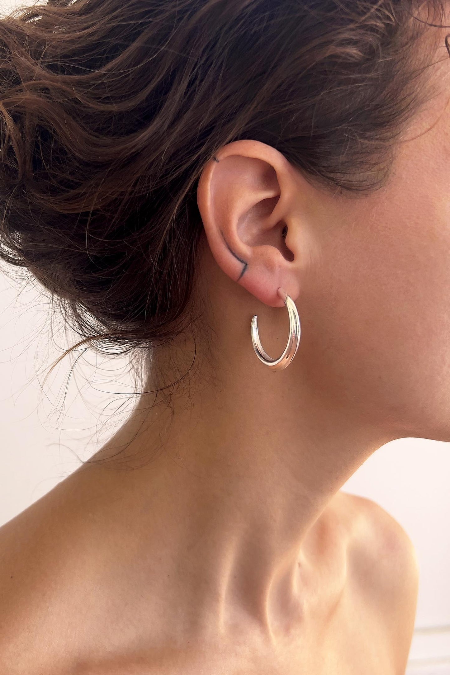 Crescent Hoops Silver Large