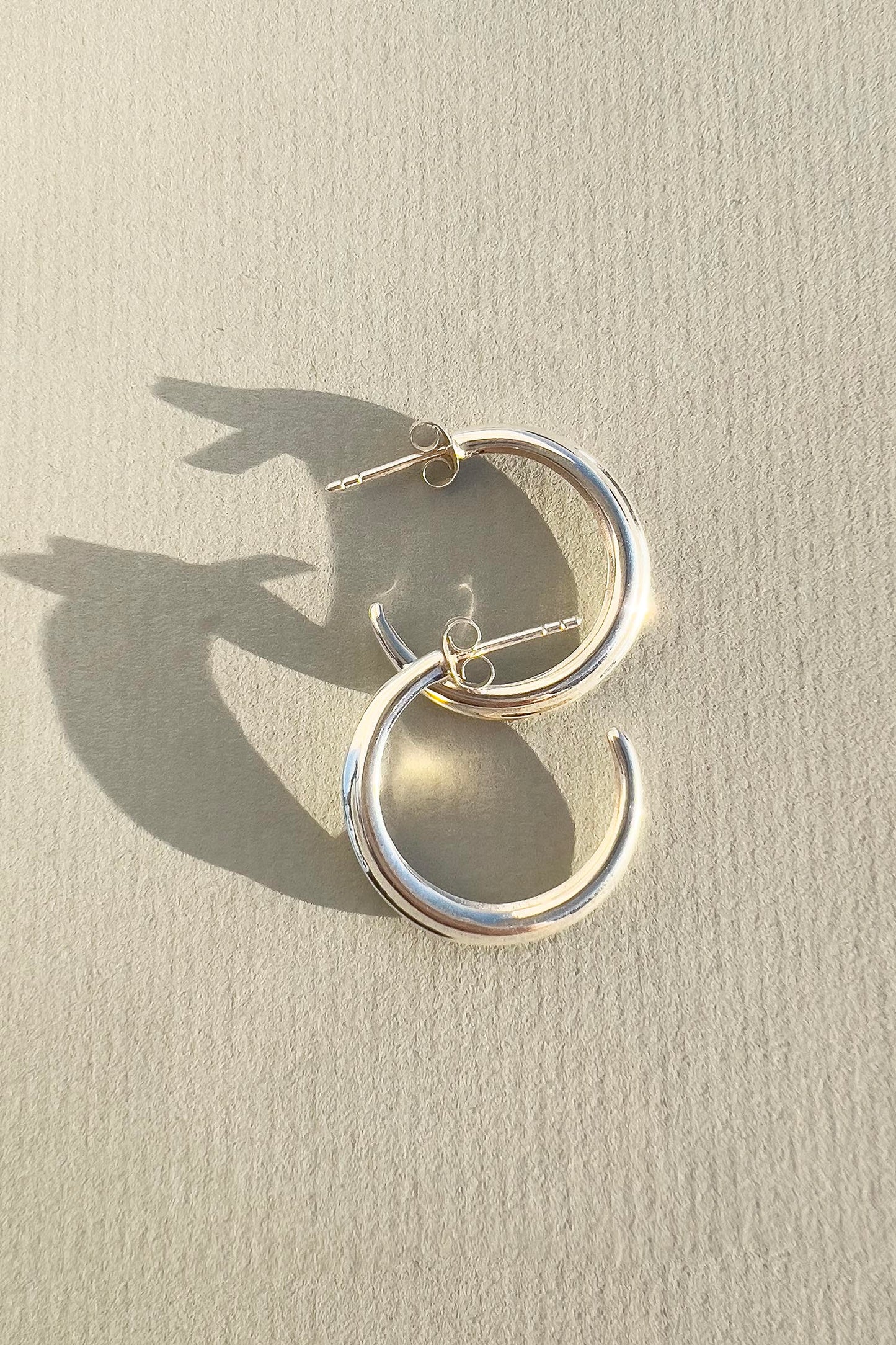 Crescent Hoops Silver Medium