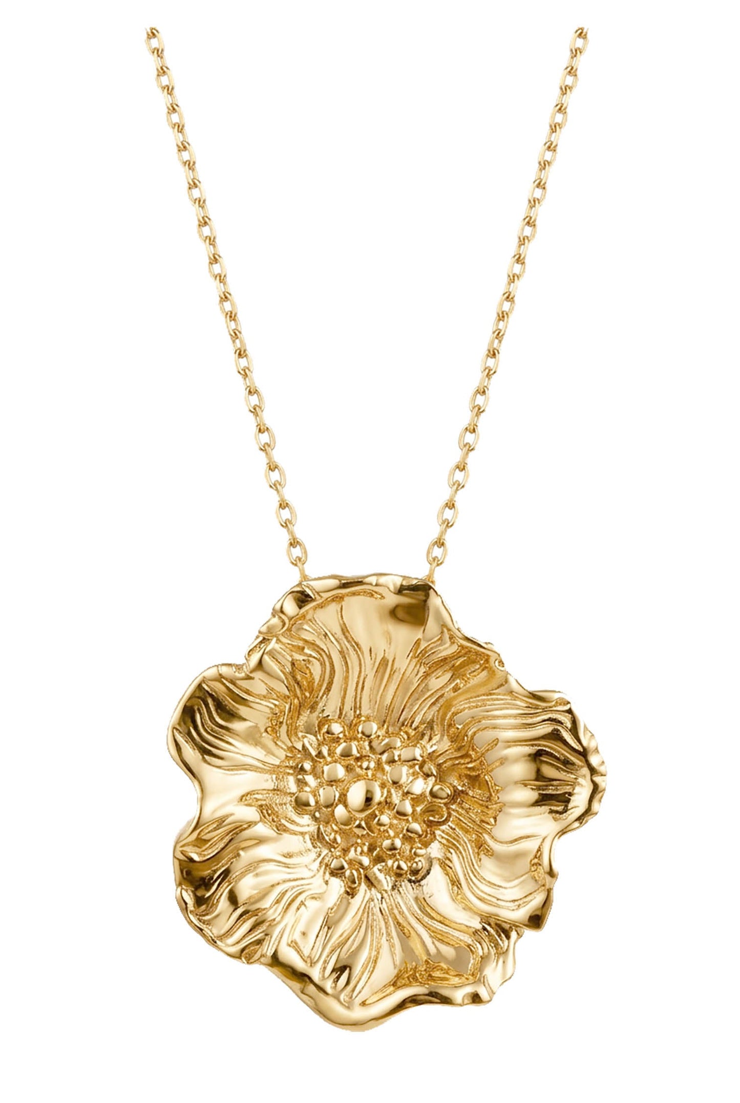 Poppy Floral Pendant Gold