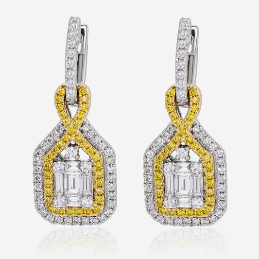 Gregg Ruth 14K Gold, White Diamond 1.13ct. tw. and Fancy Yellow Diamond Drop Earrings 47202