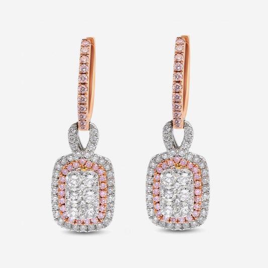 Gregg Ruth 14K White and Rose Gold, White Diamond and Fancy Pink Diamond Drop Earrings 45192