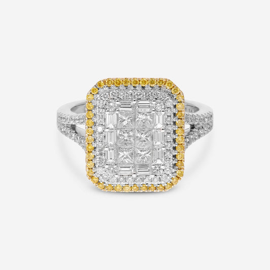 Gregg Ruth 14K White and Yellow Gold, White Diamond 1.15ct. tw. and Fancy Yellow Diamond Engagement Ring 50626