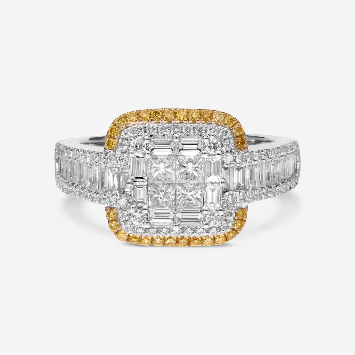 Gregg Ruth 18K Gold, 1.34ct. tw. White Diamond and Fancy Yellow Diamond Engagement Ring Sz. 6.5 50098