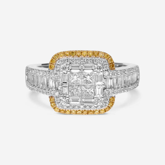 Gregg Ruth 18K Gold, 1.34ct. tw. White Diamond and Fancy Yellow Diamond Engagement Ring Sz. 6.5 50098