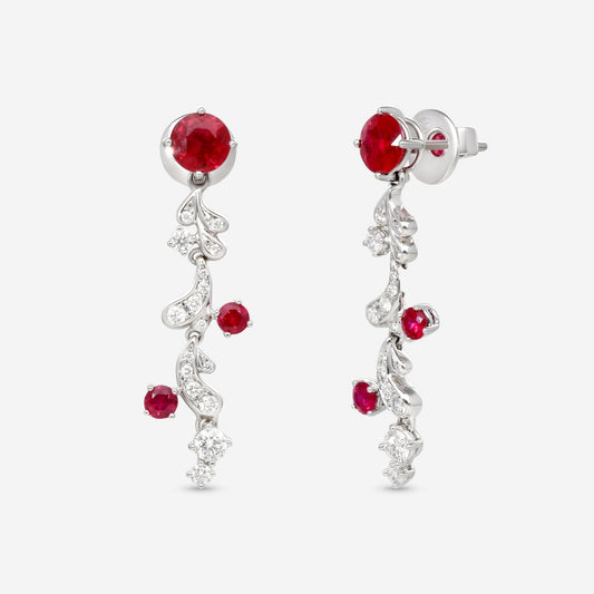 Gübelin Grace of the Sea Anemone 18K White Gold Ruby & Diamond Drop Earrings 44A-1324 (Copy)
