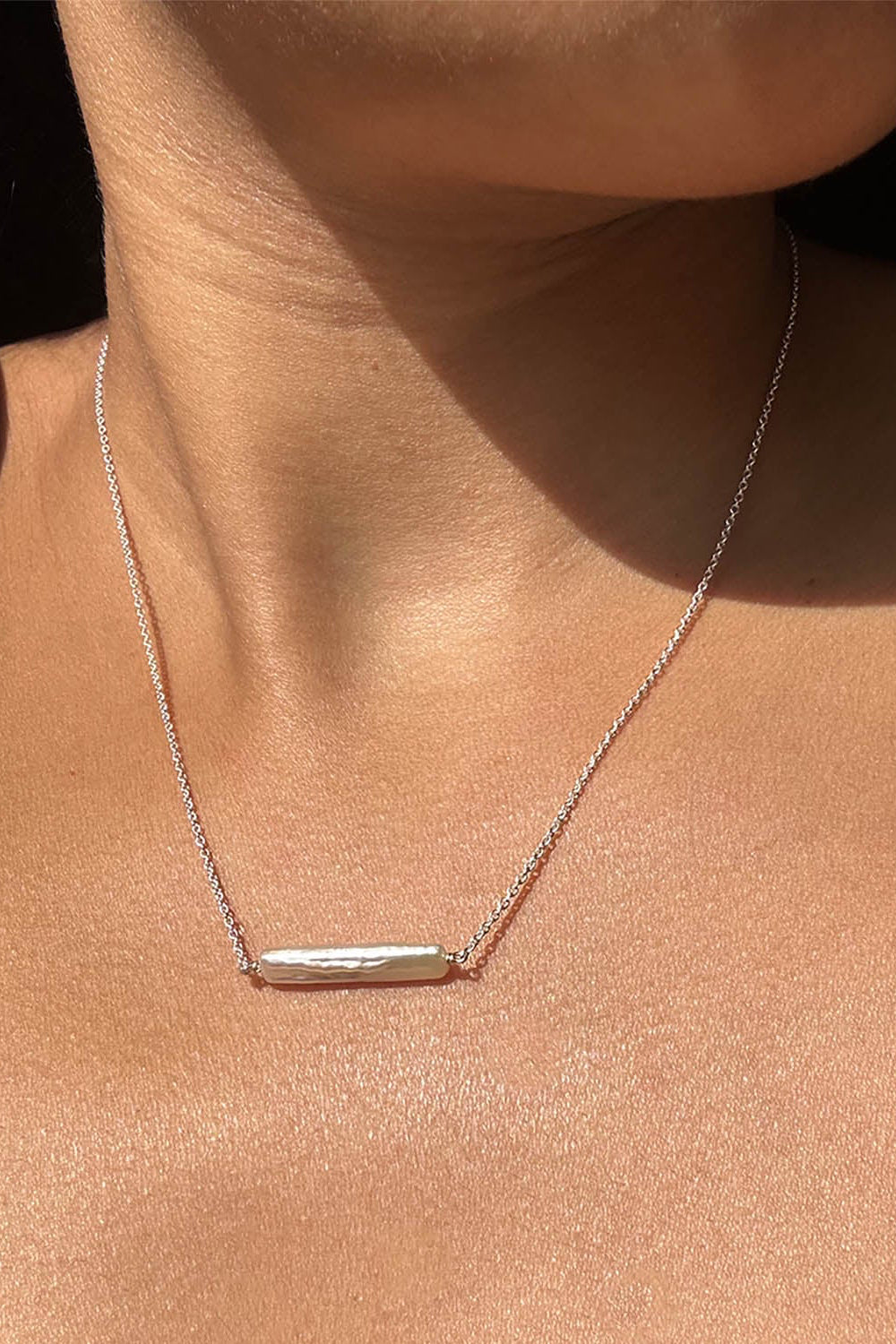 Maris Pearl Bar Necklace Sterling Silver