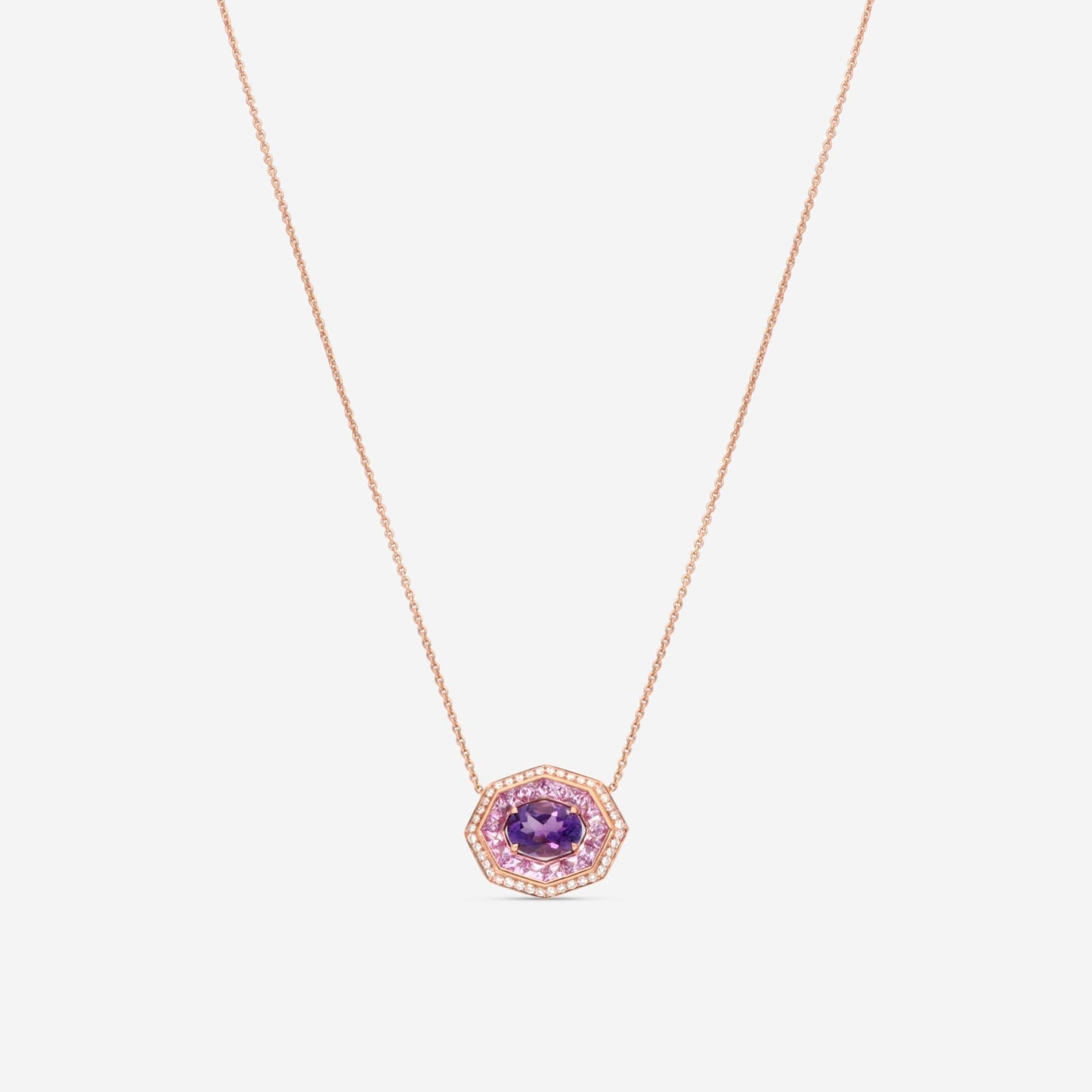 Roberto Coin Art Deco 18K Rose Gold Multistone Pendant Necklace 378130AXCHJX