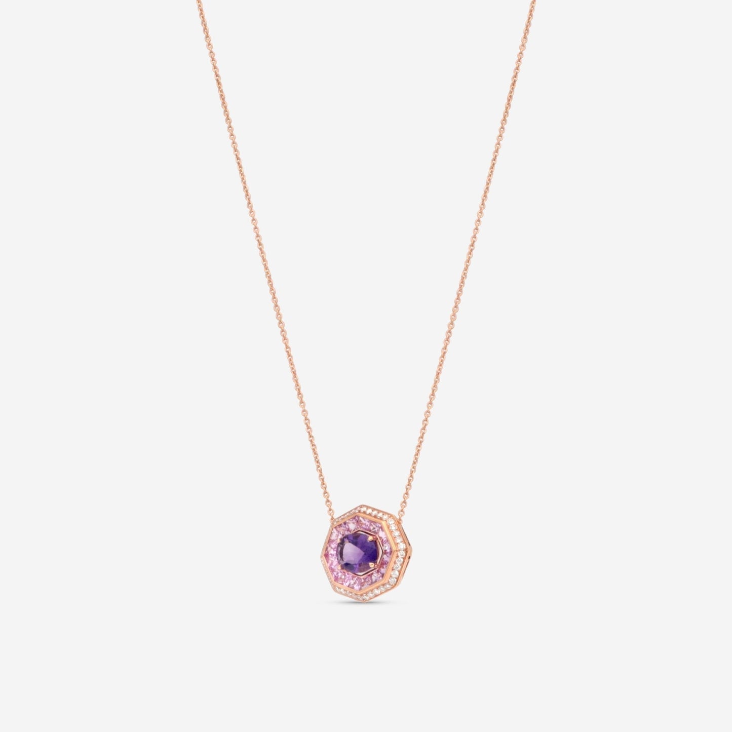 Roberto Coin Art Deco 18K Rose Gold Multistone Pendant Necklace 378130AXCHJX