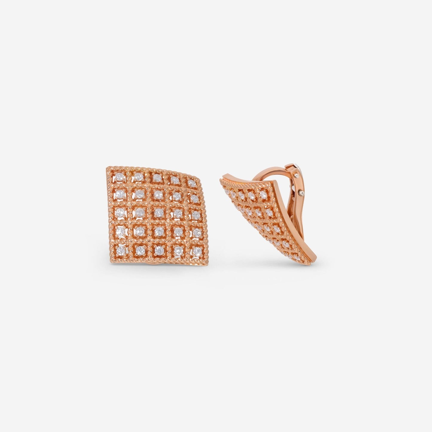 Roberto Coin Byzantine Barocco 18K Rose Gold Diamond Clip Earrings 7771948AXERX