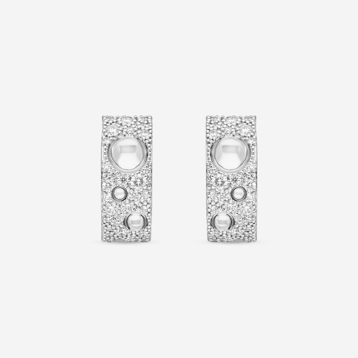Roberto Coin Pois Moi Luna 18K White Gold Diamond Hoop Earrings 8882509AWERX