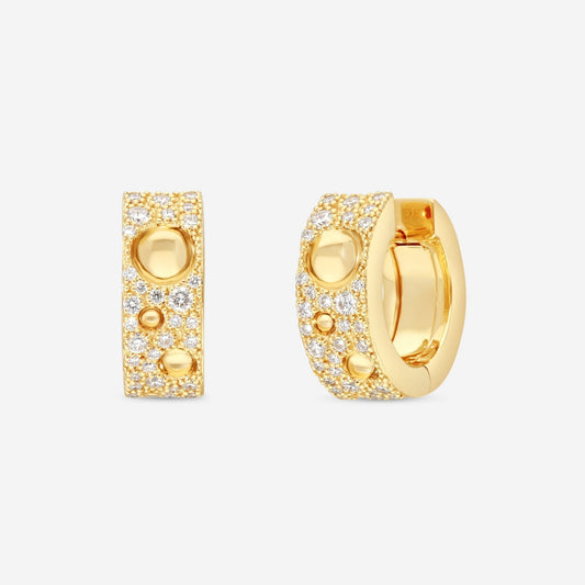 Roberto Coin Pois Moi Luna 18K Yellow Gold Diamond Hoop Earrings 8882509AYERX